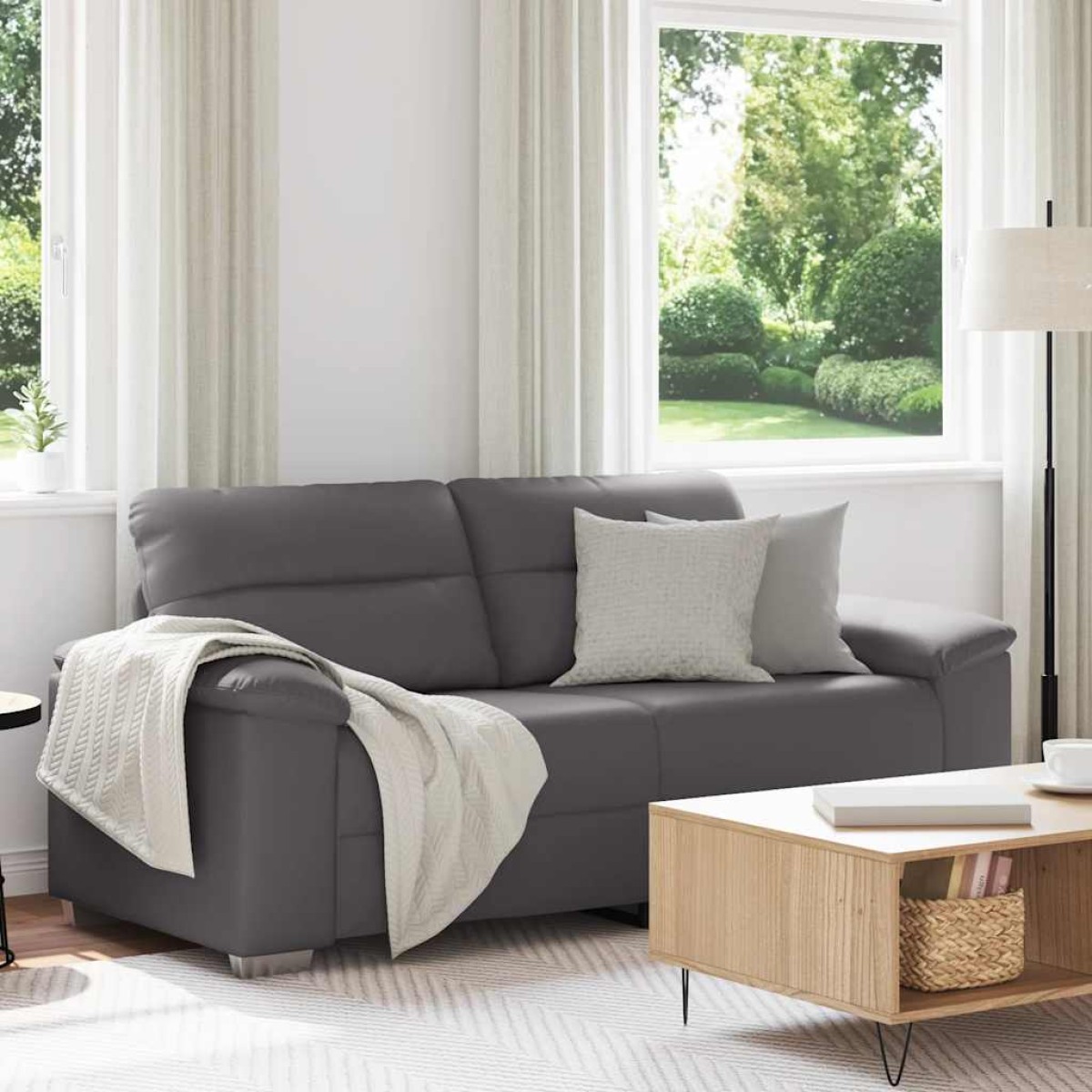 vidaXL Διθέσιος Καναπές Γκρι 180x81x84 εκ. από Συνθετικό Δέρμα