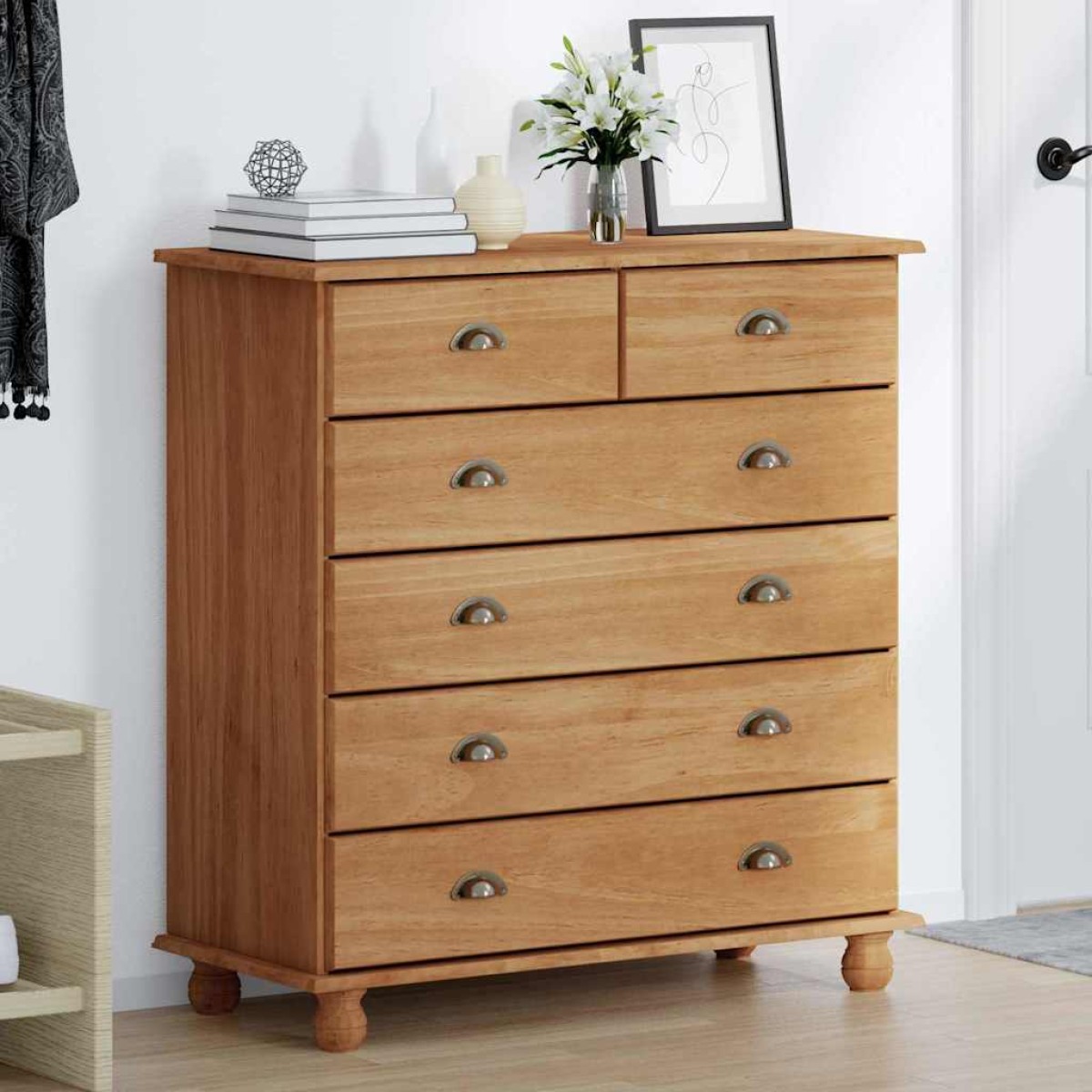 vidaXL Συρταριέρα ASKIM Καφέ 91 x 40 x 95,5 εκ. Στερεά ξυλεία πεύκου