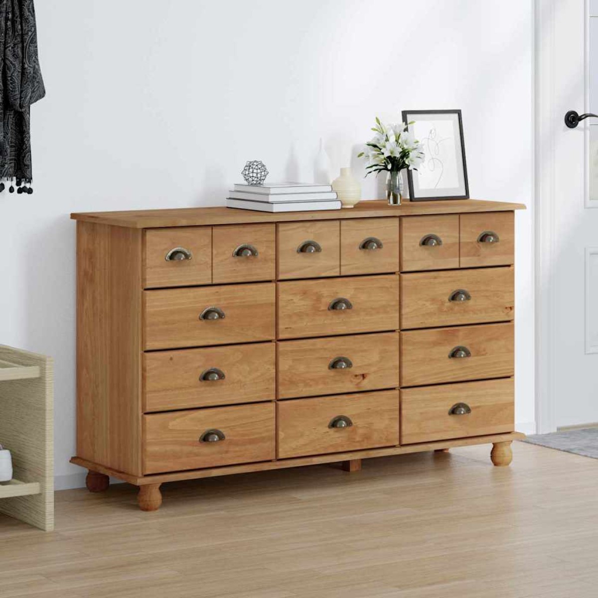 vidaXL Συρταριέρα ASKIM Καφέ 79 x 40 x 133,5 εκ Στερεά ξυλεία πεύκου