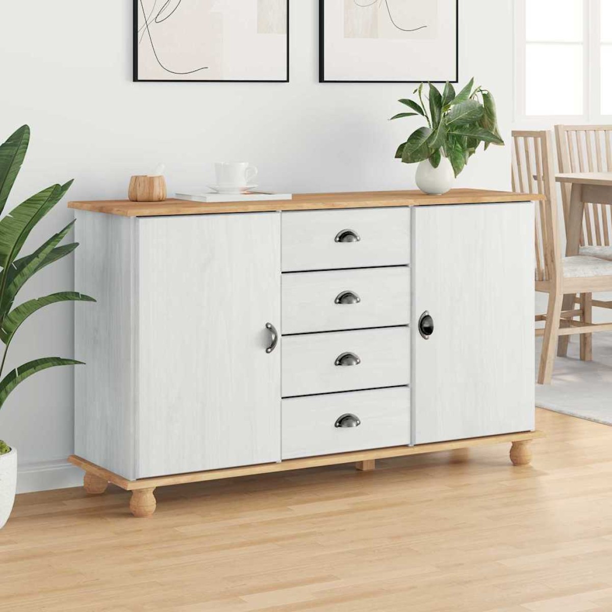 vidaXL Πλαϊνό γραφείο ASKIM 133,5 x 40 x 79 εκ. Μασίφ ξύλο πεύκου