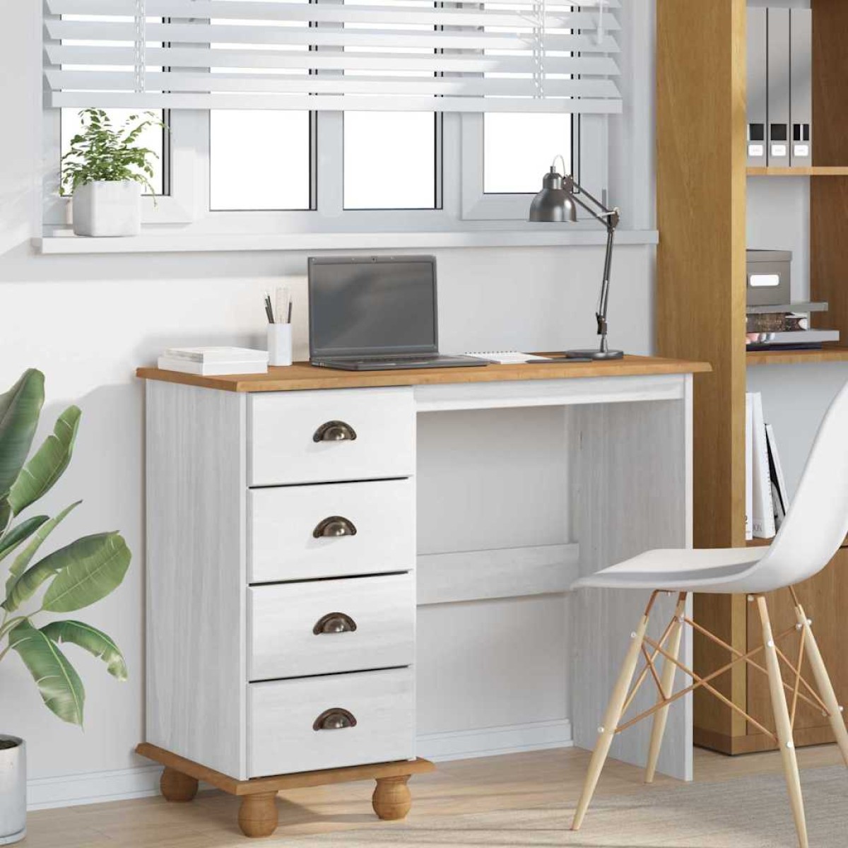 vidaXL Γραφείο γραφής με συρτάρι ASKIM Λευκό 95 x 40 x 75 εκ.