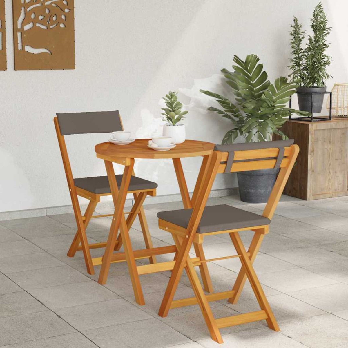 vidaXL Σέτ φαγητού για κήπο 3 τμχ. Φυσικό Λάδι Στερεό Ξύλο Ακακίας