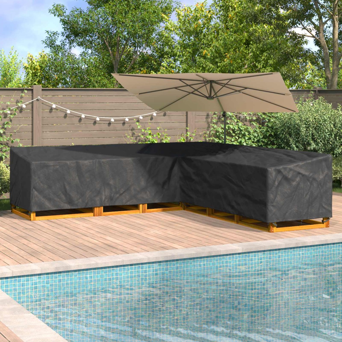 vidaXL Κάλυμμα επίπλων Μαύρο 325 x 325 x 80 εκ. Ύφασμα Oxford 600D