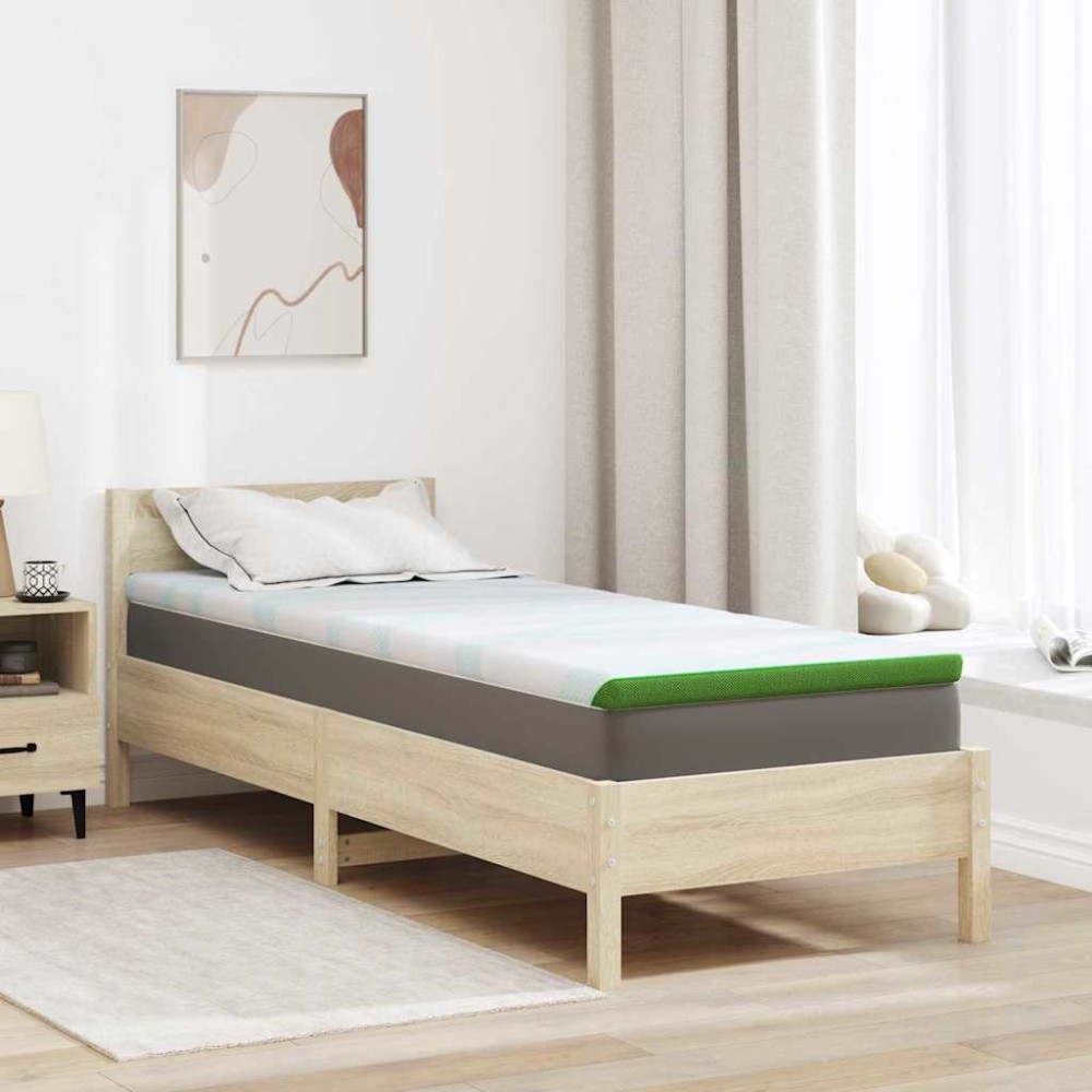 vidaXL Στρώμα επικάλυψης Λευκό και Πράσινο 80 x 200 cm Υφασμα Jacquard