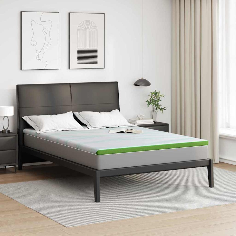 vidaXL Στρώμα επικάλυψης Λευκό και Πράσινο 140 x 200 cm