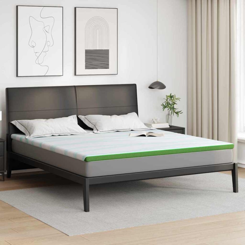 vidaXL Στρώμα επικάλυψης Λευκό και Πράσινο 180 x 200 cm
