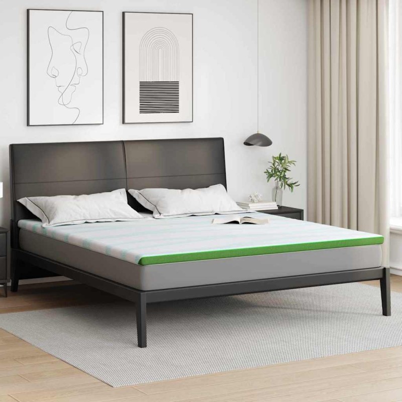 vidaXL Στρώμα επικάλυψης Λευκό και Πράσινο 200 x 200 cm