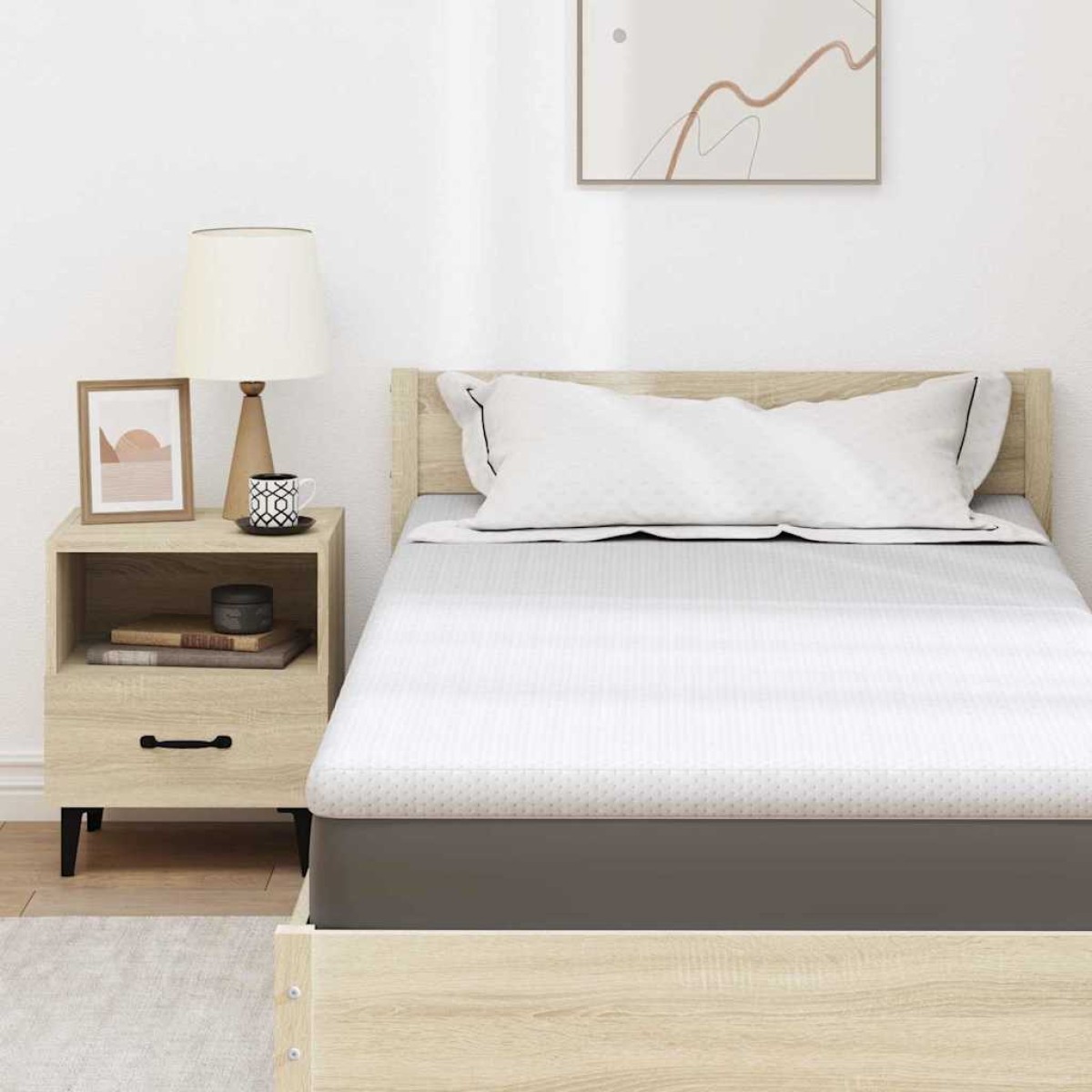 vidaXL Στρώμα επικάλυψης Λευκό 90 x 190 cm Υφασμα Jacquard