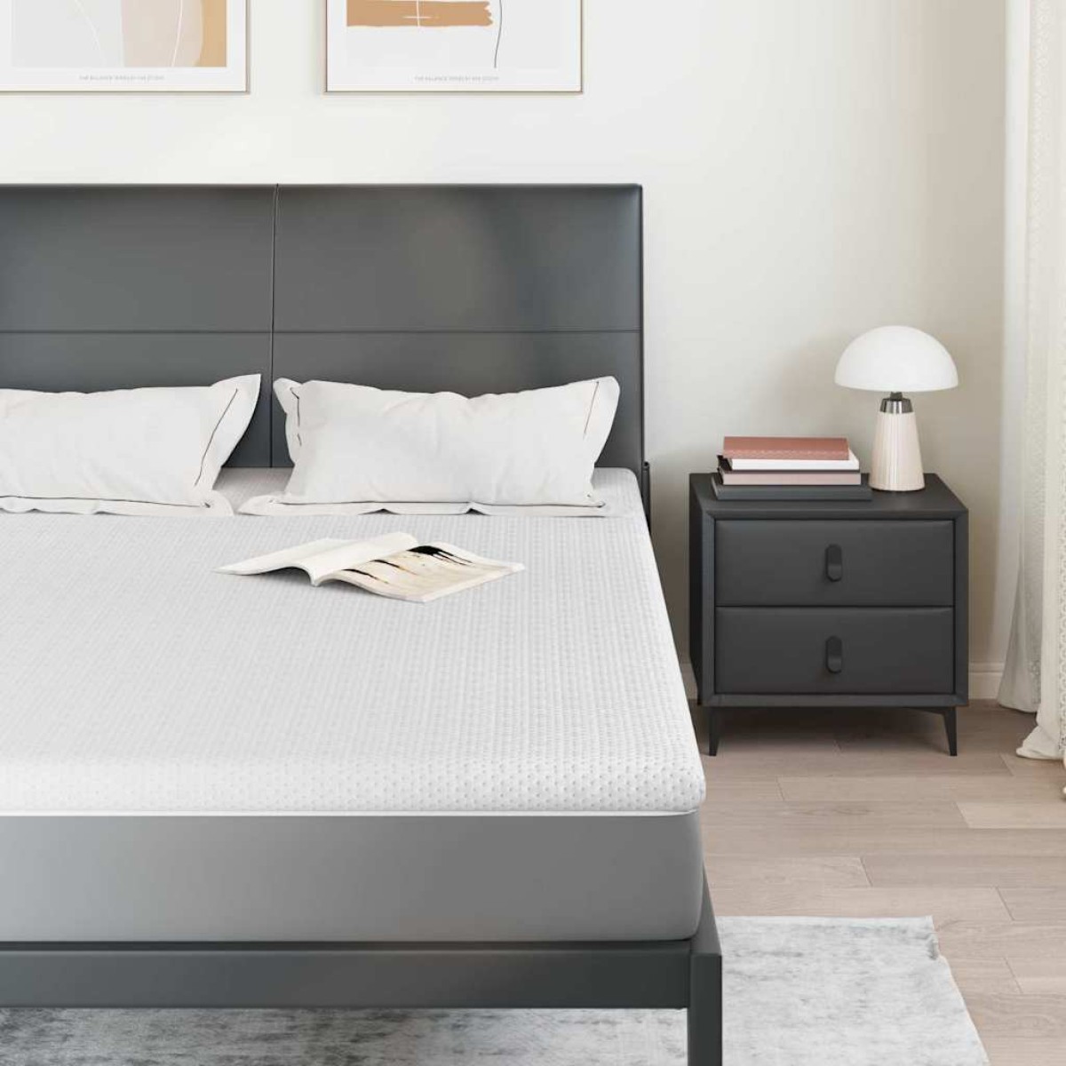 vidaXL Στρώμα επικάλυψης Λευκό 140 x 200 cm Υφασμα Jacquard