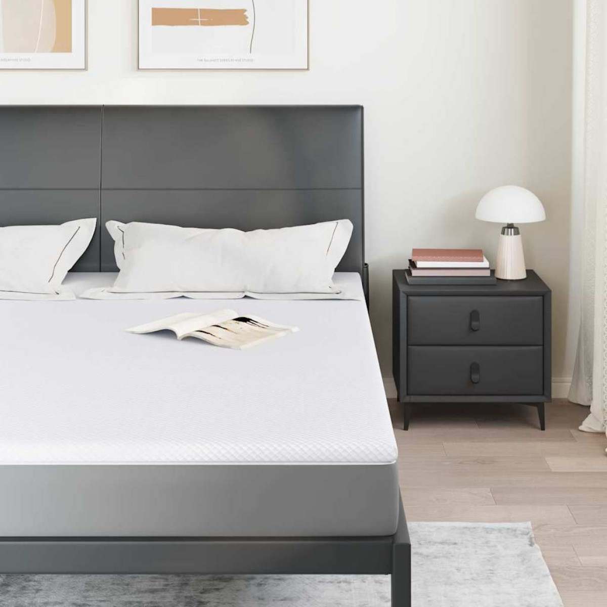 vidaXL Στρώμα μνήμης 200 x 200 cm Thick Μαλακό Ύφασμα-100% πολυέστερ