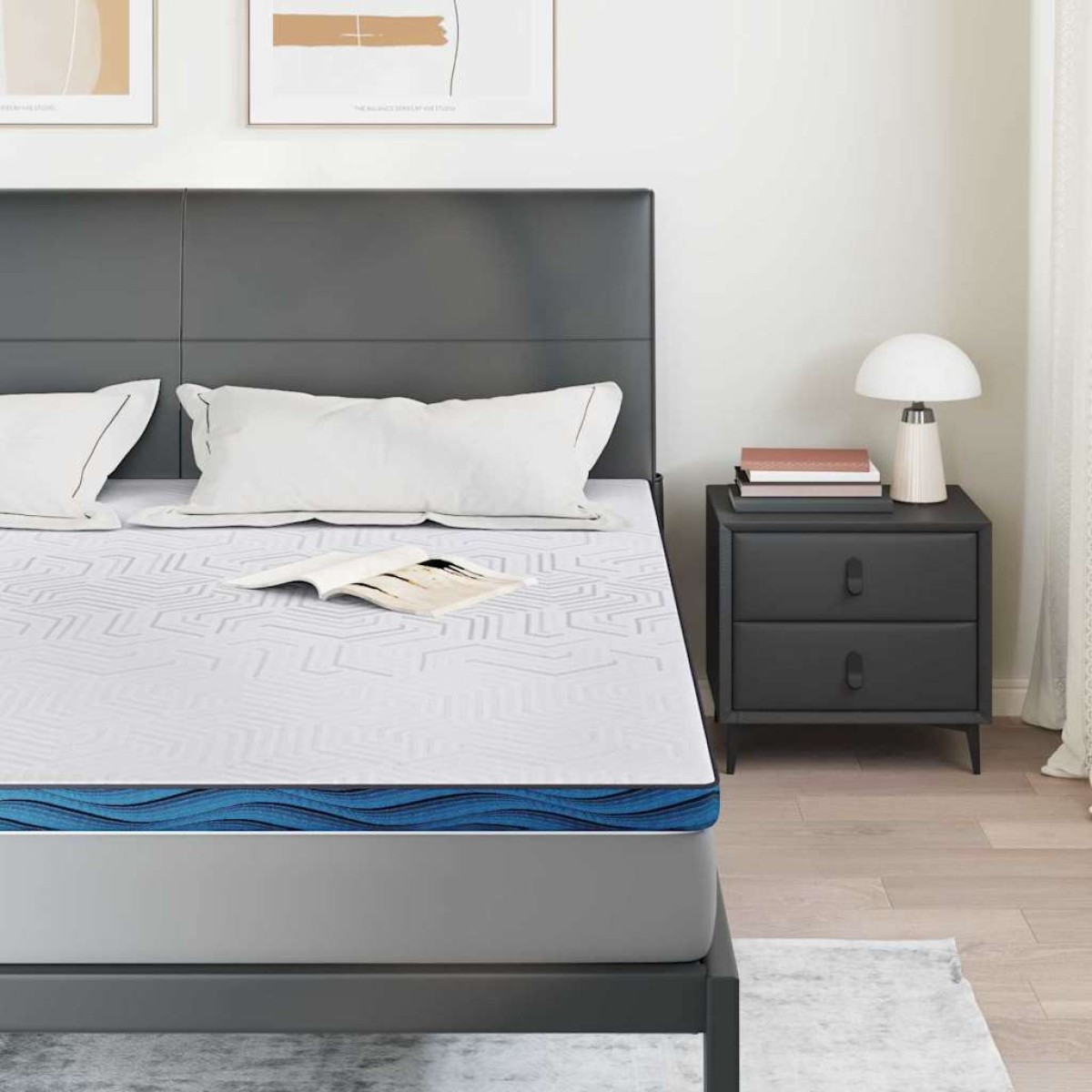 vidaXL Στρώμα επικάλυψης Λευκό 200 x 200 cm Ζακάρ ύφασμα