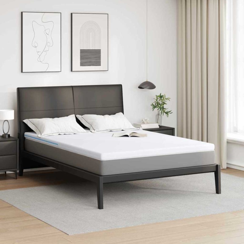 vidaXL Στρώμα επικάλυψης Λευκό 140 x 190 cm Ζακάρ ύφασμα