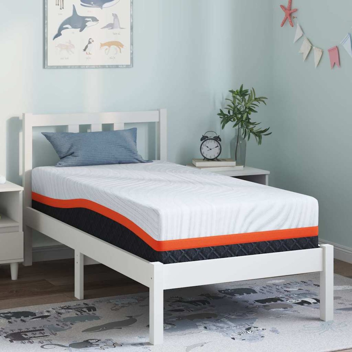 vidaXL Στρώμα Λευκό και Γκρι 80 x 160 cm Ζακάρ ύφασμα