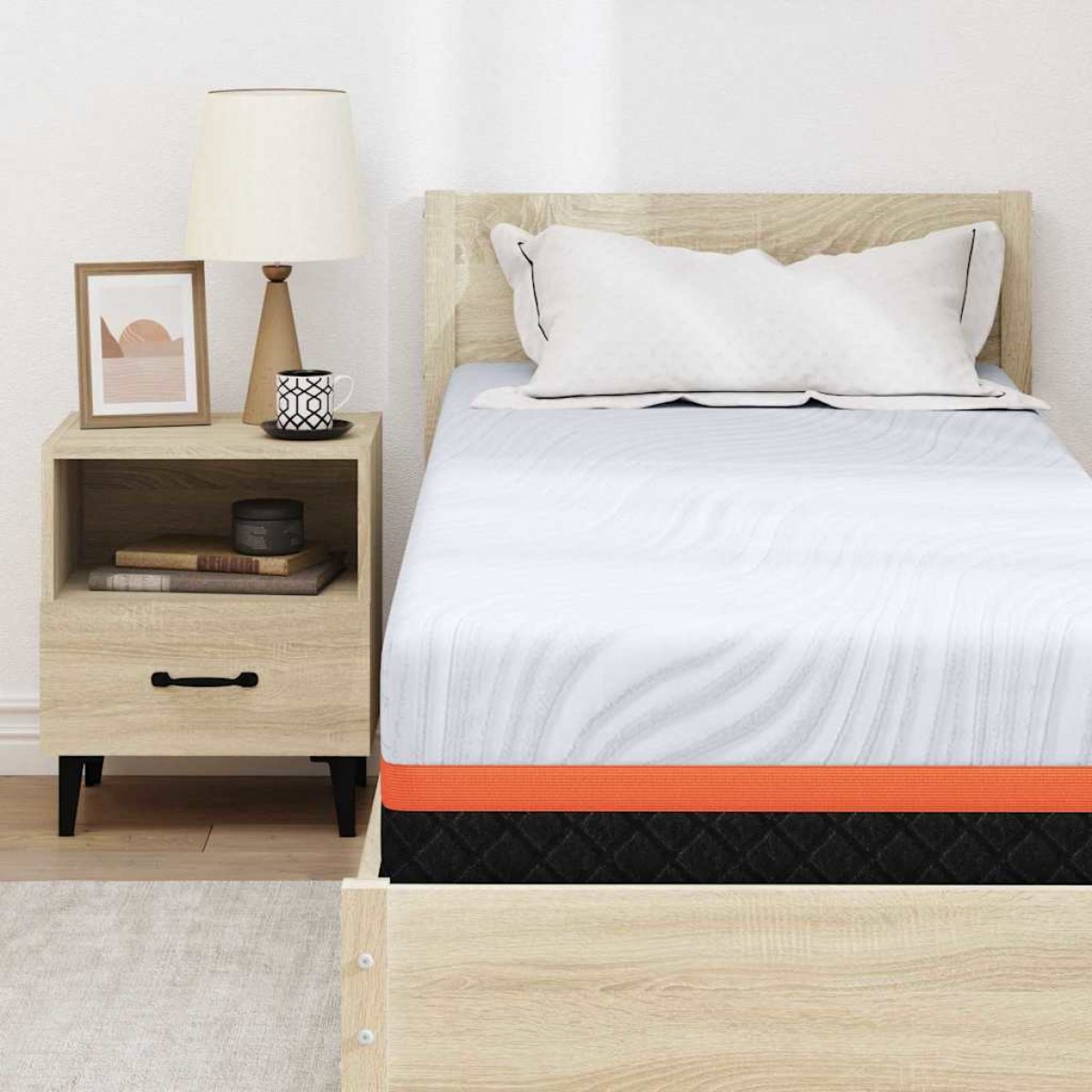 vidaXL Στρώμα Λευκό και Γκρι 80 x 200 cm Ζακάρ ύφασμα