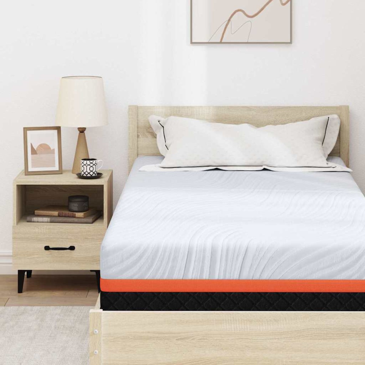 vidaXL Στρώμα Λευκό και Γκρι 100 x 200 cm Ζακάρ ύφασμα