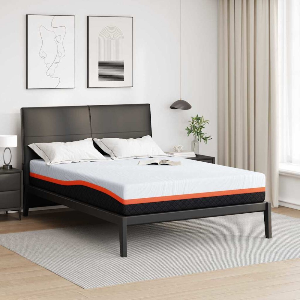 vidaXL Στρώμα Λευκό και Γκρι 160 x 200 cm Ζακάρ ύφασμα