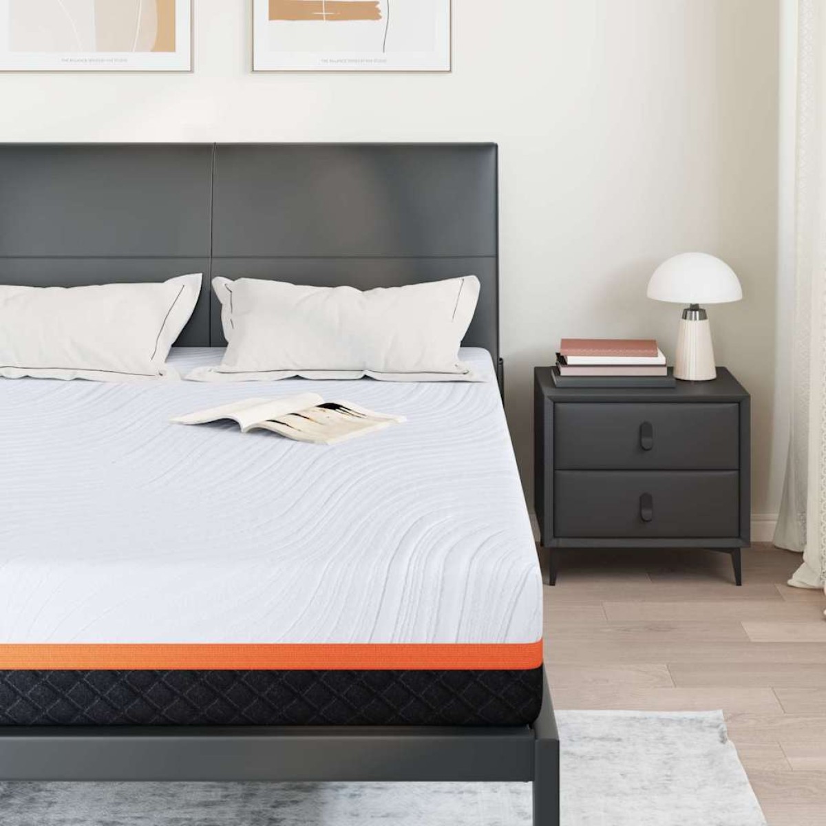 vidaXL Στρώμα Λευκό και Γκρι 160 x 200 cm Ζακάρ ύφασμα