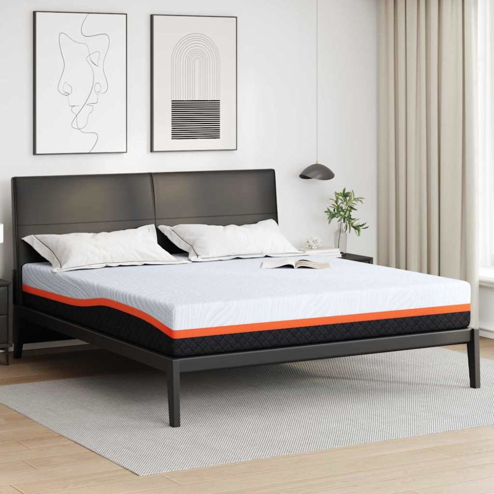 vidaXL Στρώμα Λευκό και Γκρι 180 x 200 cm Ζακάρ ύφασμα