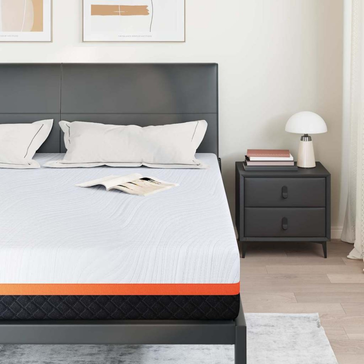 vidaXL Στρώμα Λευκό και Γκρι 180 x 200 cm Ζακάρ ύφασμα