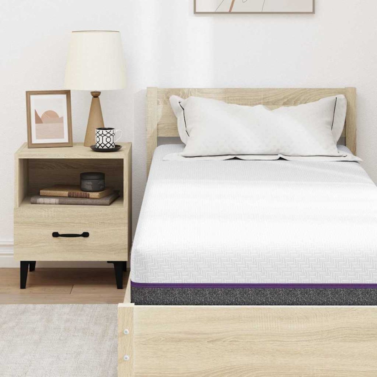 vidaXL Στρώμα Αφρού Μνήμης Μέτριο 80 x 200 cm Λευκό και Γκρι