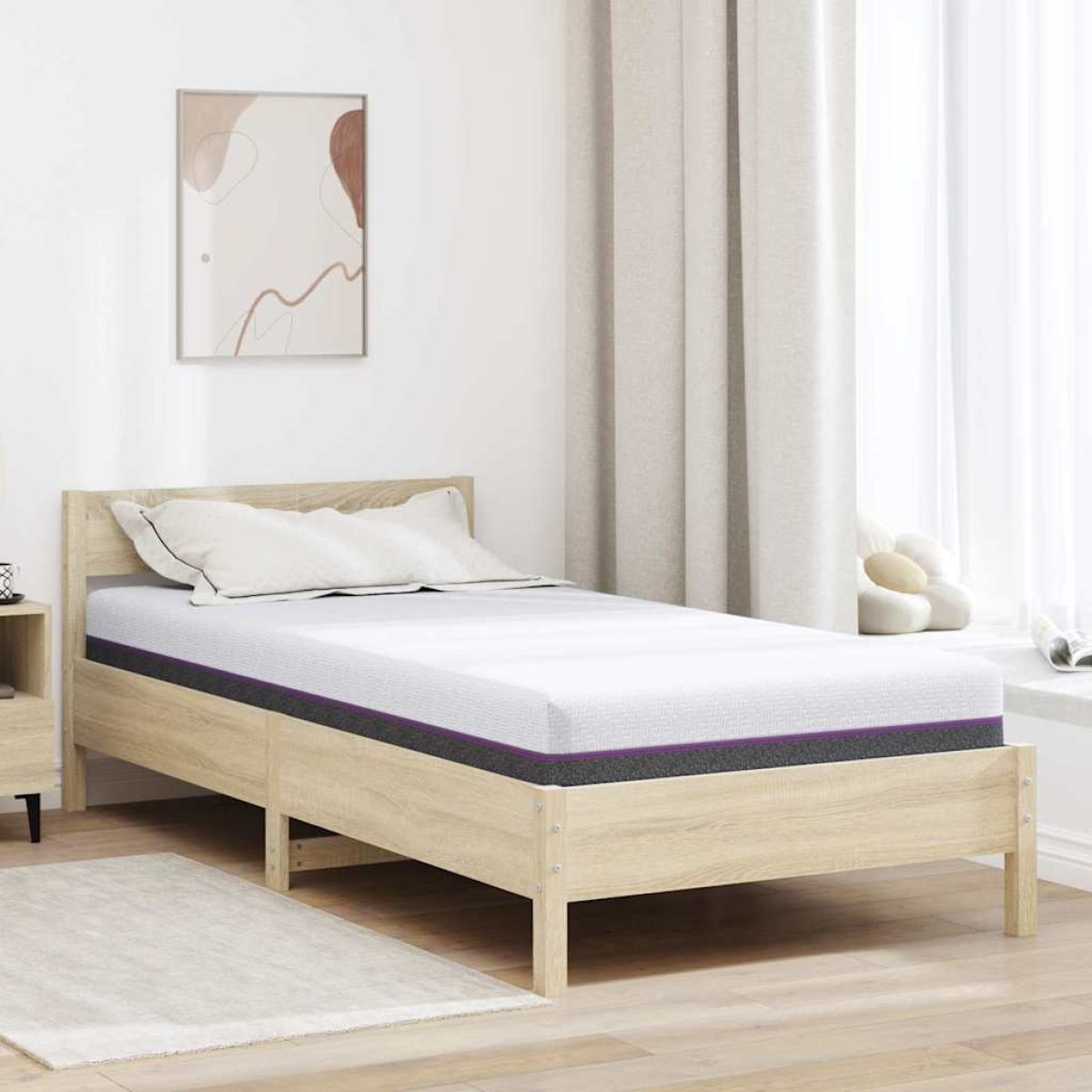 vidaXL Στρώμα Αφρού Μνήμης Μέτριο 90 x 200 cm Λευκό και Γκρι