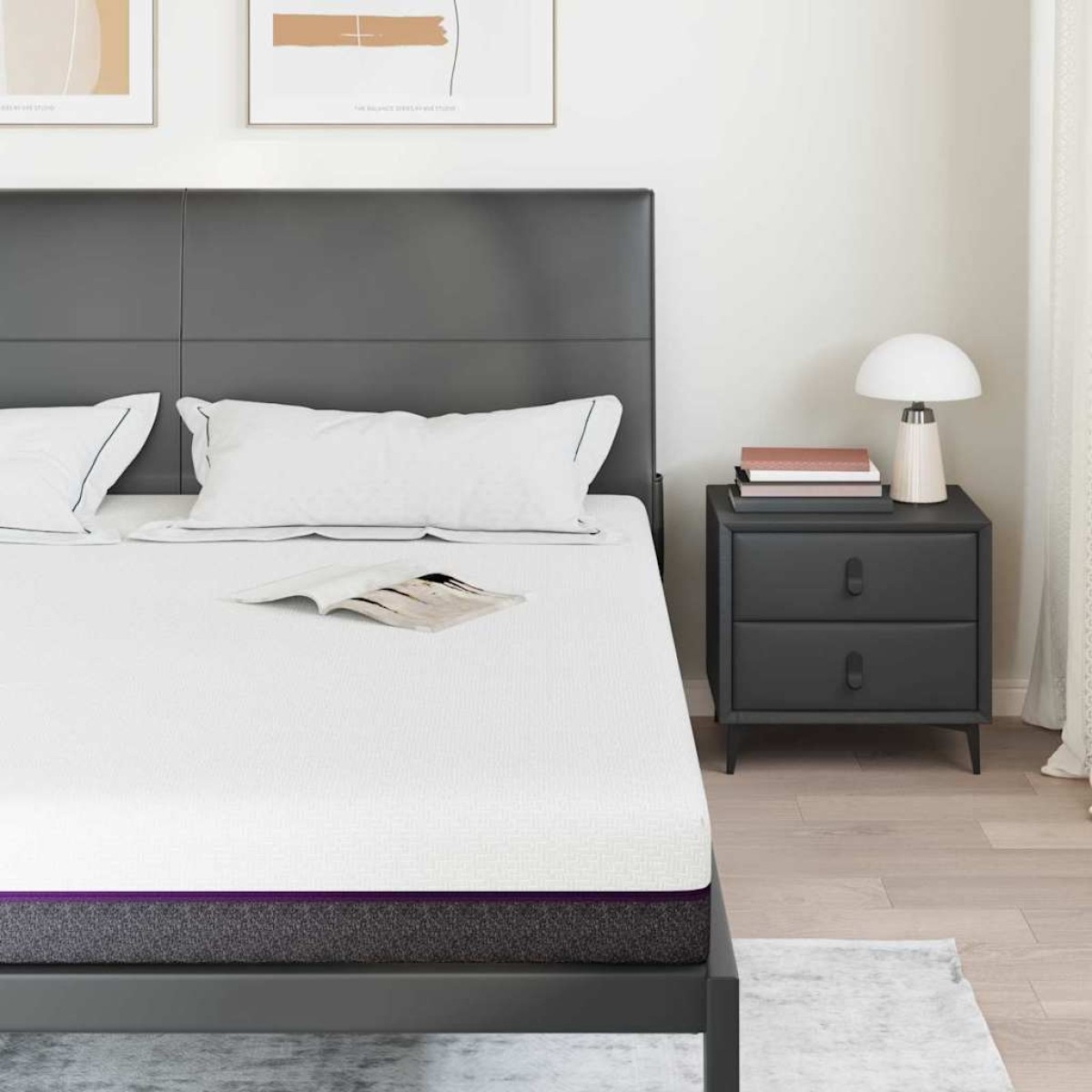 vidaXL Στρώμα Αφρού Μνήμης Μέτριο 200 x 200 cm Λευκό και Γκρι