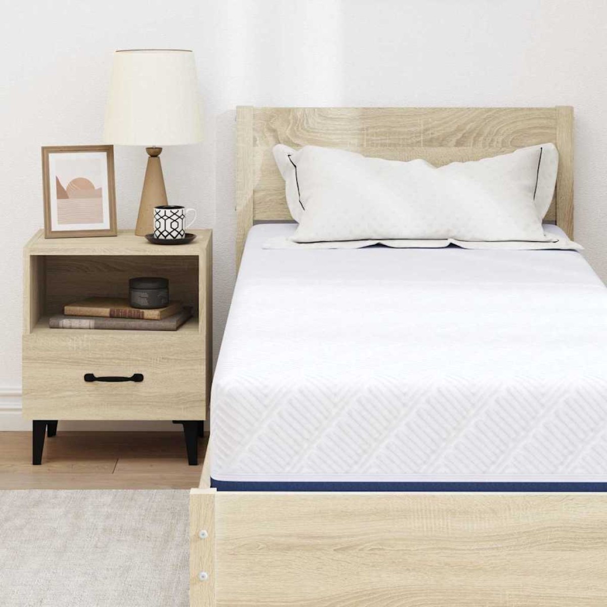 vidaXL Στρώμα Λευκό και Μπλε 80 x 200 cm Ζακάρ ύφασμα