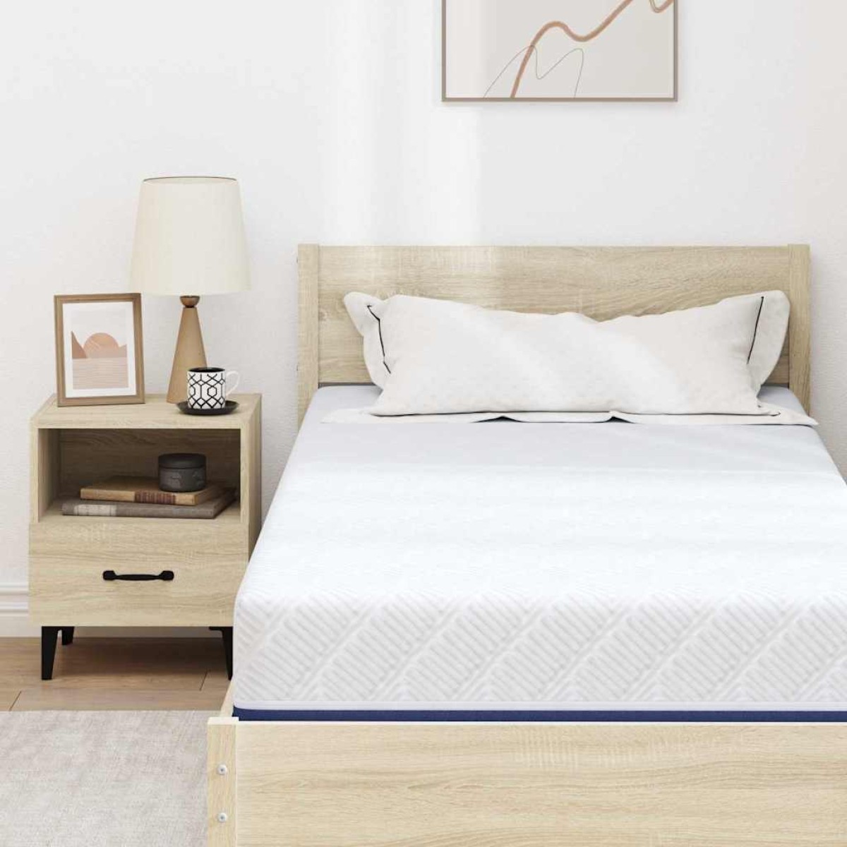 vidaXL Στρώμα Λευκό και Μπλε 120 x 200 cm Ζακάρ ύφασμα