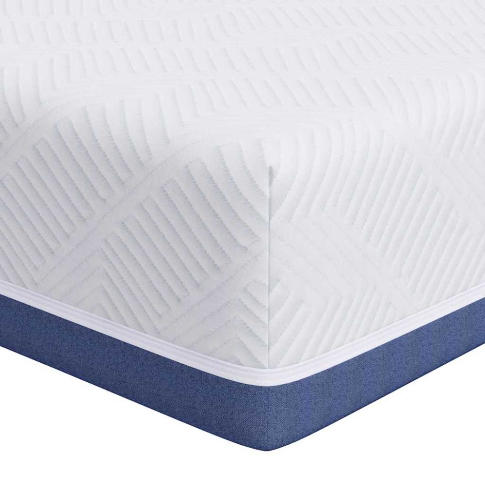 vidaXL Στρώμα Λευκό και Μπλε 140 x 200 cm Ζακάρ ύφασμα