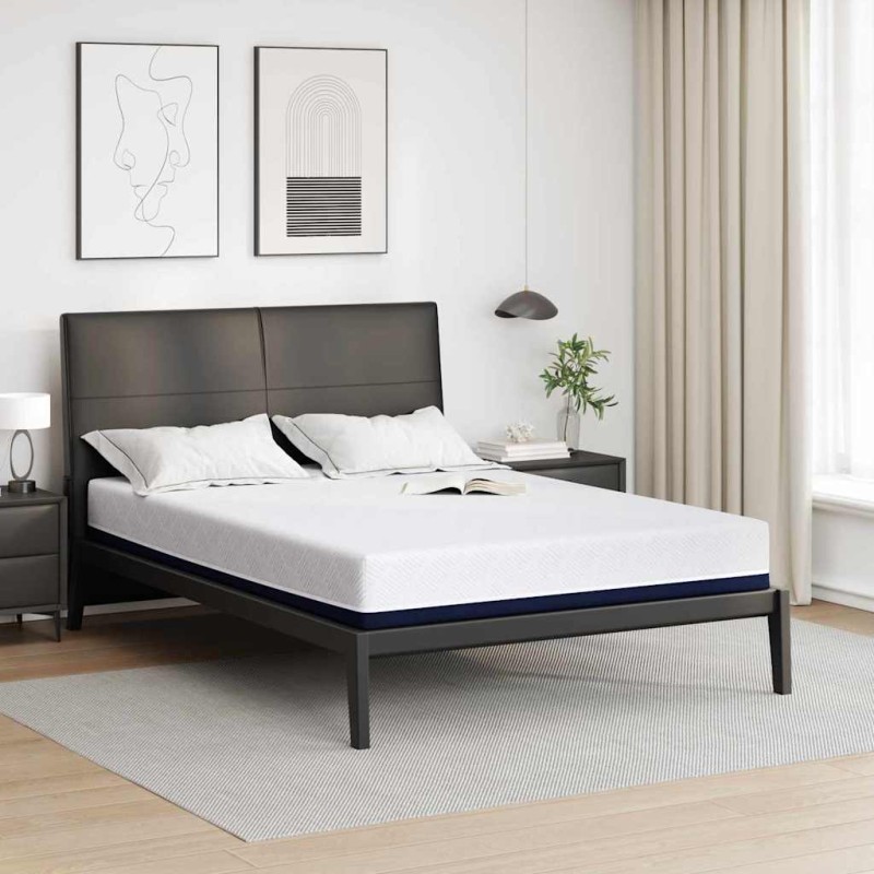 vidaXL Στρώμα Λευκό και Μπλε 140 x 200 cm Ζακάρ ύφασμα