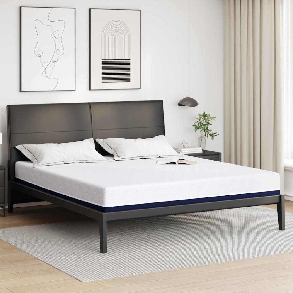vidaXL Στρώμα Λευκό και Μπλε 180 x 200 cm Ζακάρ ύφασμα
