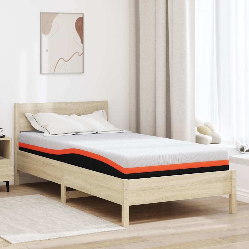 vidaXL Στρώμα Λευκό και Μαύρο 90 x 200 cm Ζακάρ ύφασμα