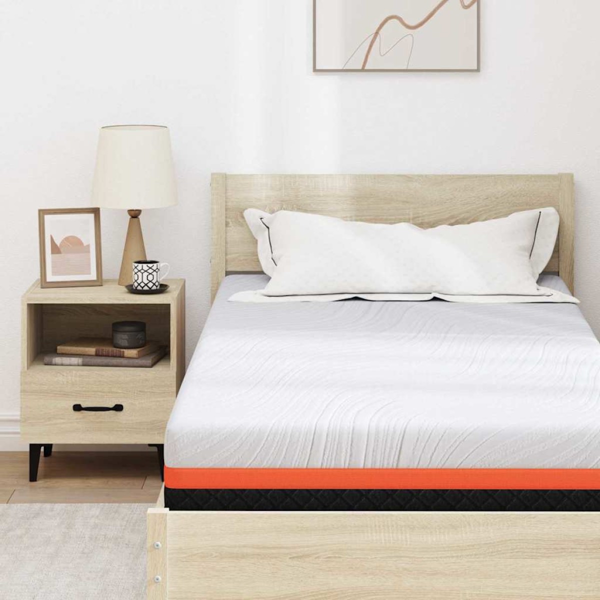 vidaXL Στρώμα Λευκό και Μαύρο 90 x 200 cm Ζακάρ ύφασμα