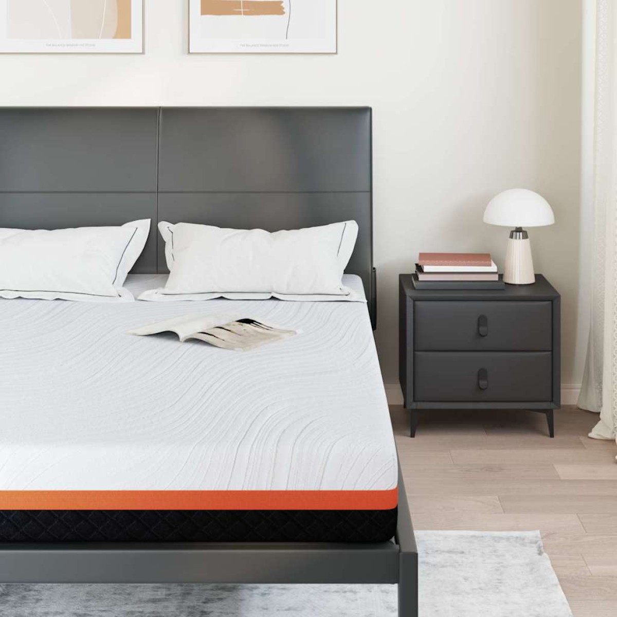 vidaXL Στρώμα Λευκό και Μαύρο 140 x 190 cm Ζακάρ ύφασμα