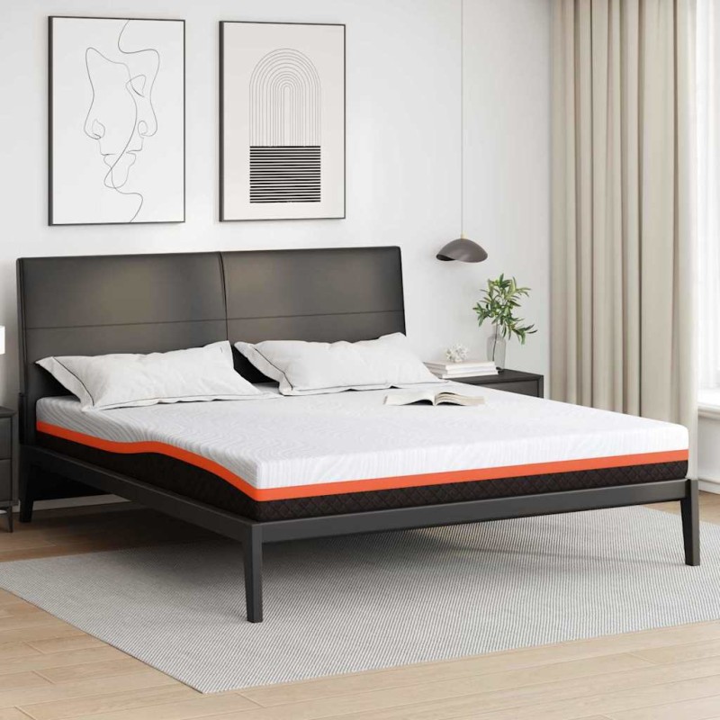 vidaXL Στρώμα Λευκό και Μαύρο 180 x 200 cm Ζακάρ ύφασμα