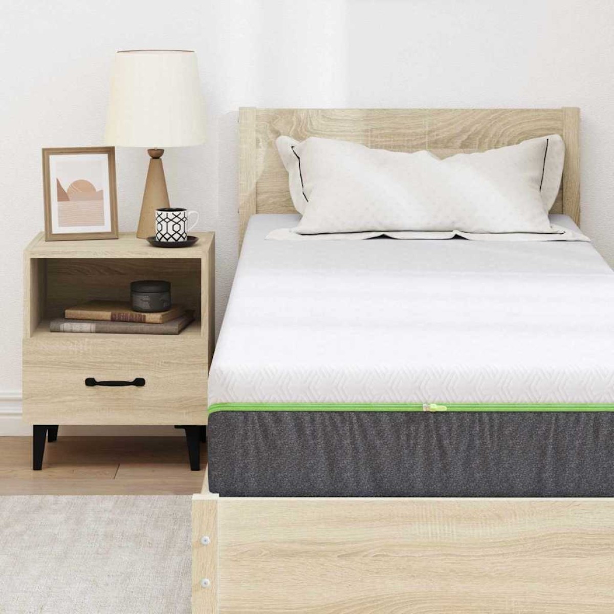 vidaXL Στρώμα Λευκό και Γκρι 80 x 200 cm Ζακάρ ύφασμα