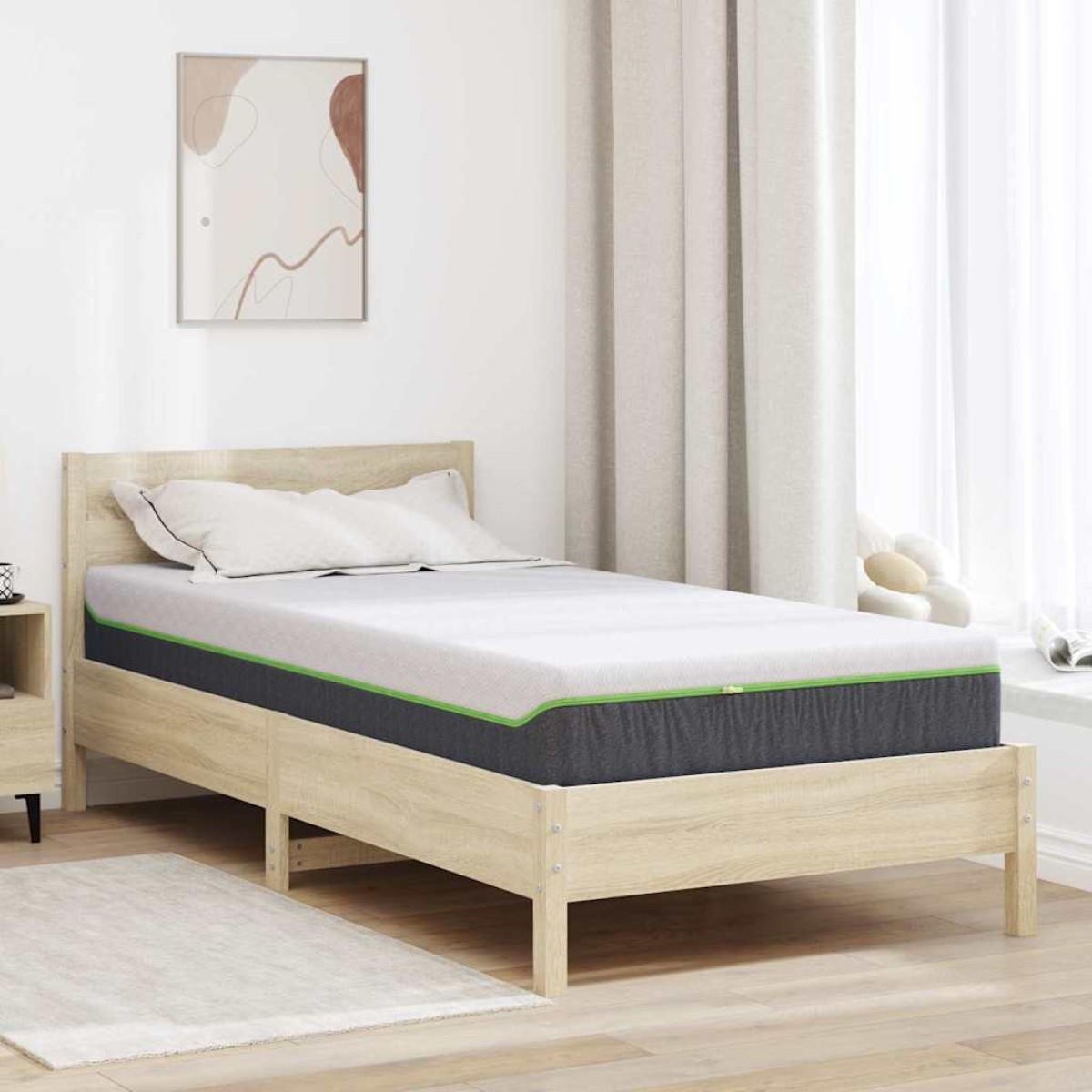 vidaXL Στρώμα Λευκό και Γκρι 90 x 200 cm Ζακάρ ύφασμα