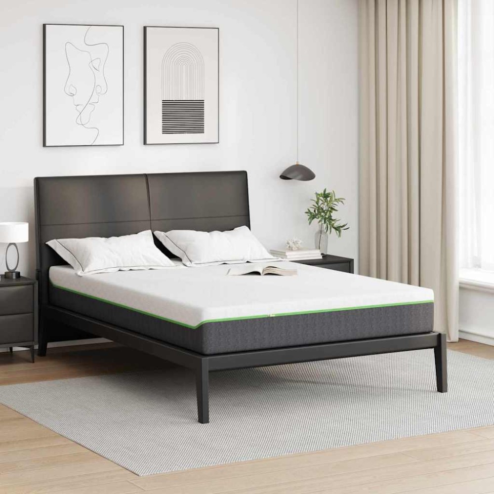 vidaXL Στρώμα Λευκό και Γκρι 140 x 200 cm Ζακάρ ύφασμα