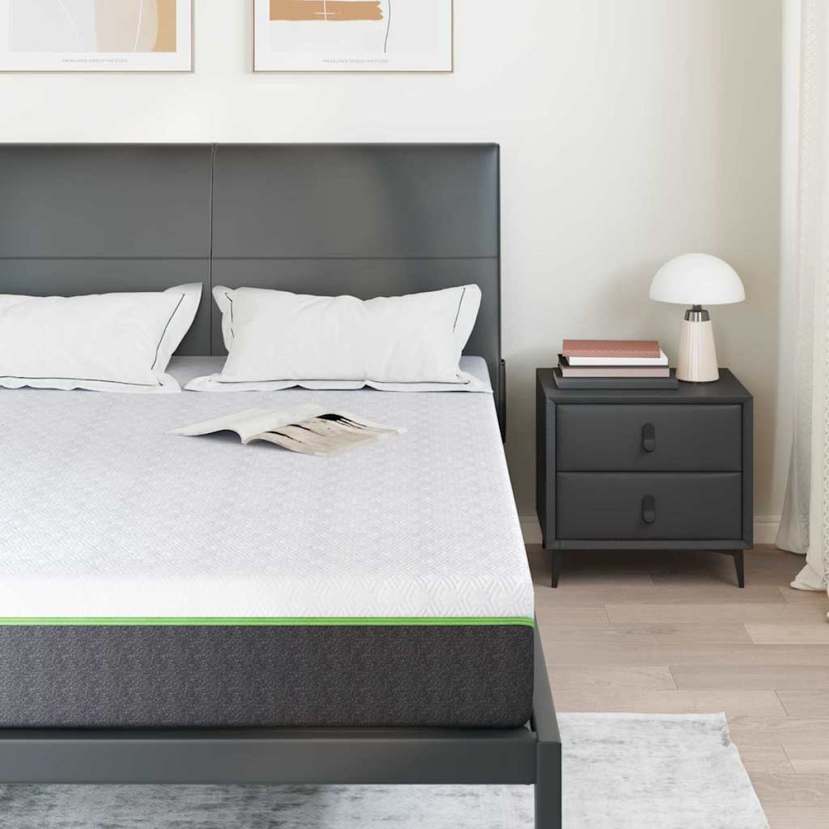 vidaXL Στρώμα Λευκό και Γκρι 140 x 200 cm Ζακάρ ύφασμα
