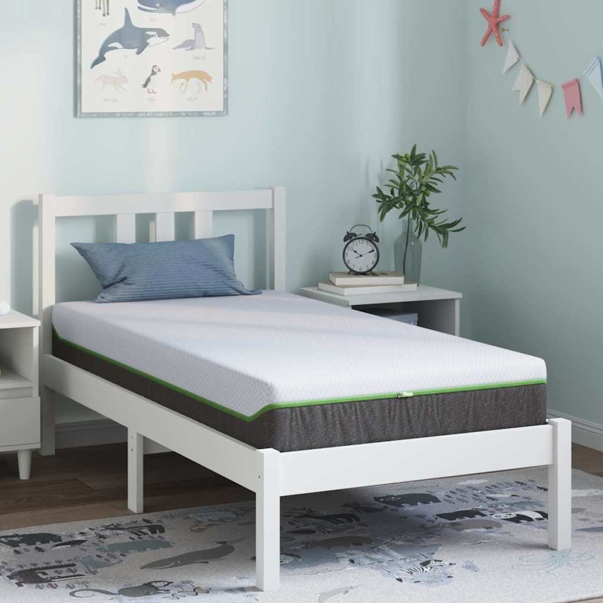 vidaXL Στρώμα Λευκό και Γκρι 80 x 160 cm Ζακάρ ύφασμα