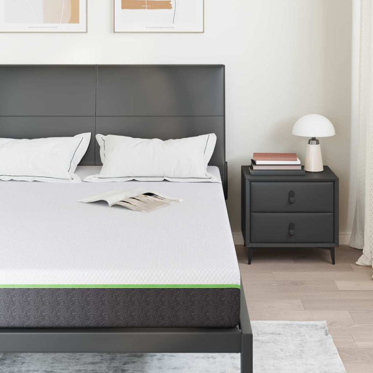 vidaXL Στρώμα Λευκό και Γκρι 140 x 190 cm Ζακάρ ύφασμα