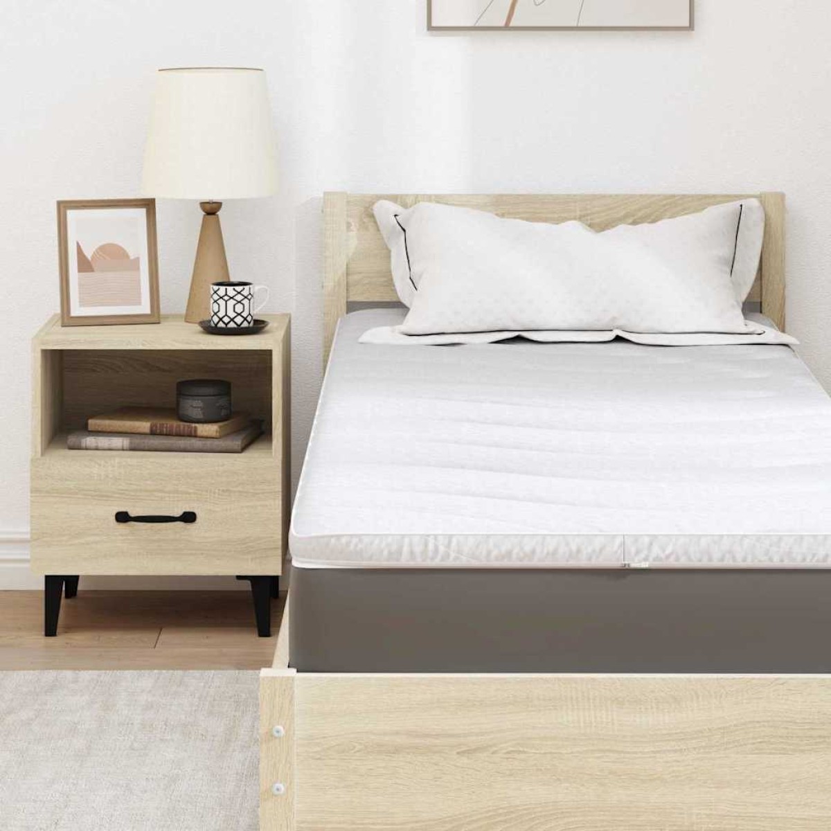 vidaXL Στρώμα επικάλυψης Λευκό 80 x 200 cm Υφασμα Πλεκτό
