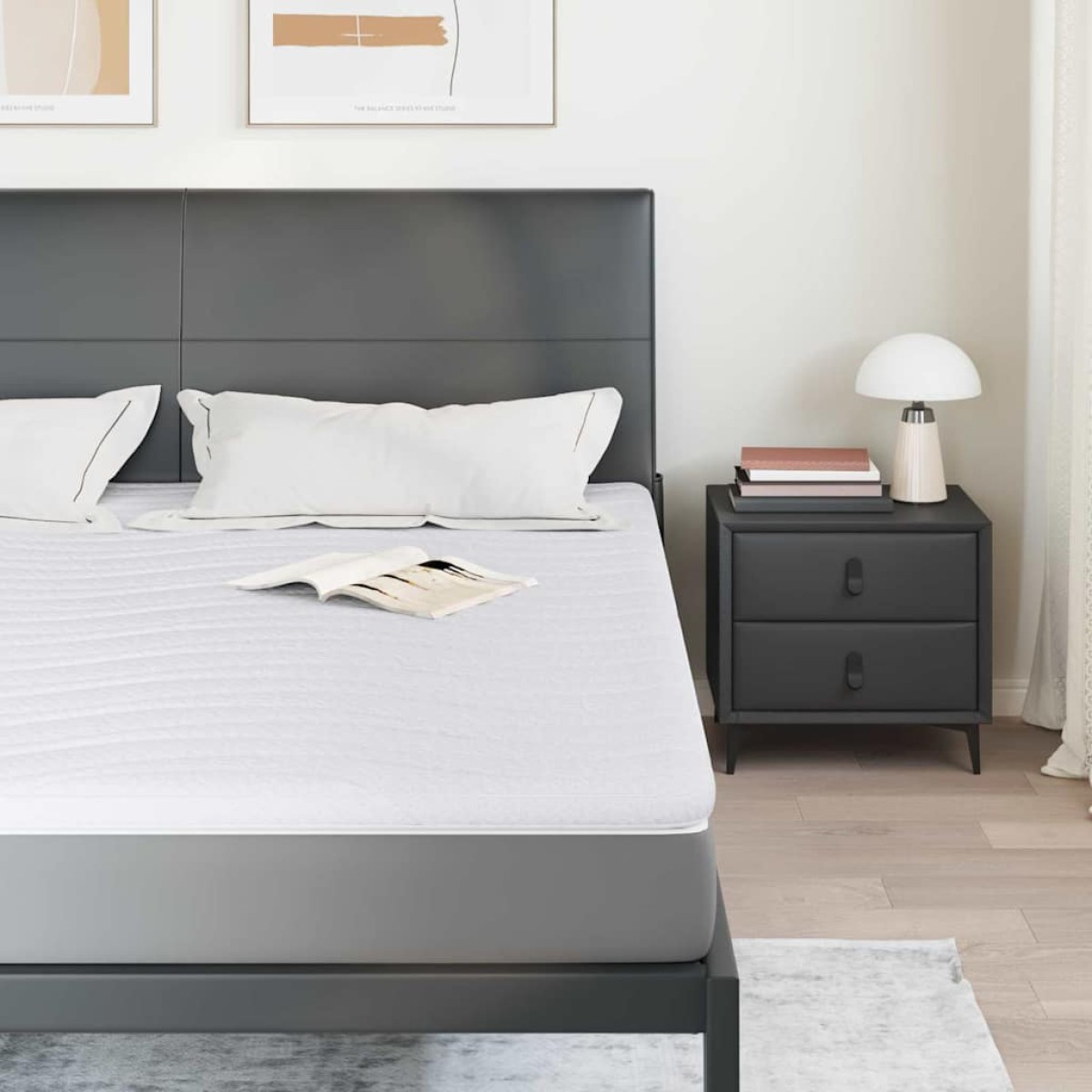 vidaXL Στρώμα επικάλυψης Λευκό 180 x 200 cm Υφασμα Πλεκτό