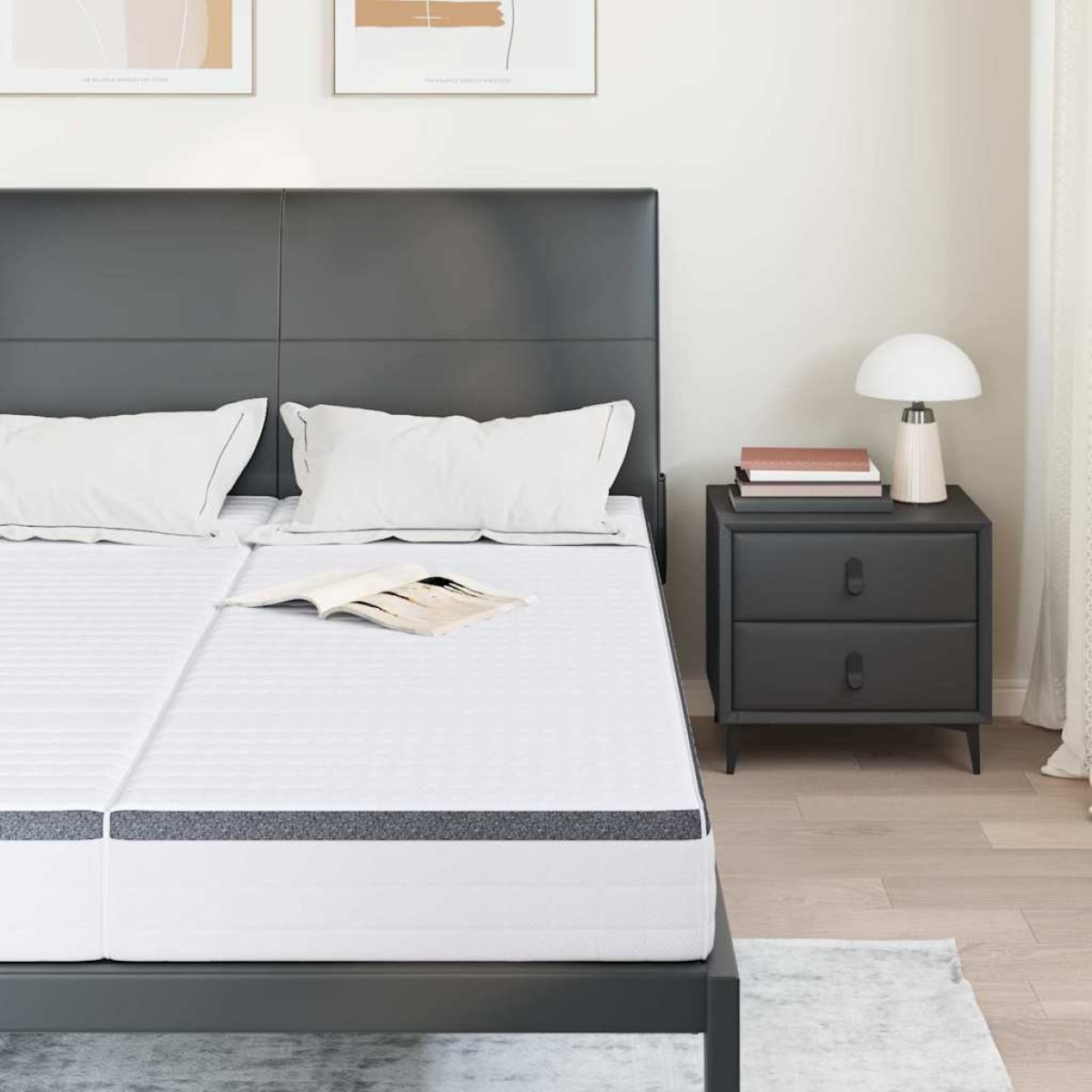 vidaXL Στρώμα 2 τμχ. Μέτρια μαλακό 70 x 200 cm Λευκό και Γκρι
