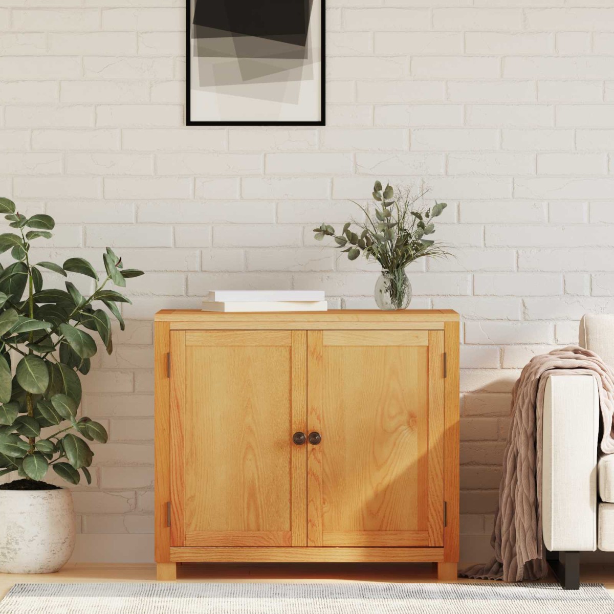 vidaXL Ντουλαπιού με αποθήκευση Καφέ 78 x 50 x 70 εκ Στερεό Ξύλο Δρυός