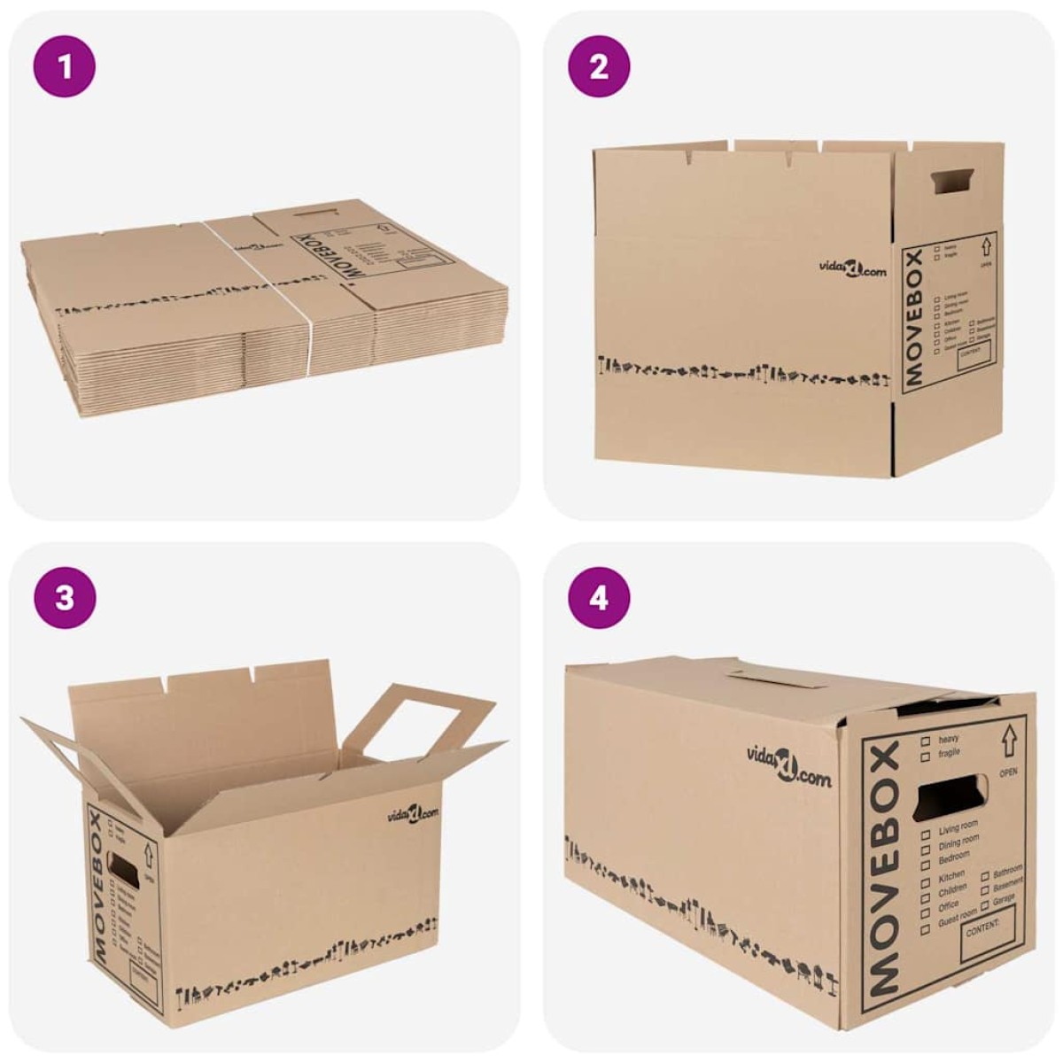 vidaXL Κουτί Μετακόμισης 20 τμχ. Φυσικό 59 x 31,5 x 31,5 εκ Χαρτόνι
