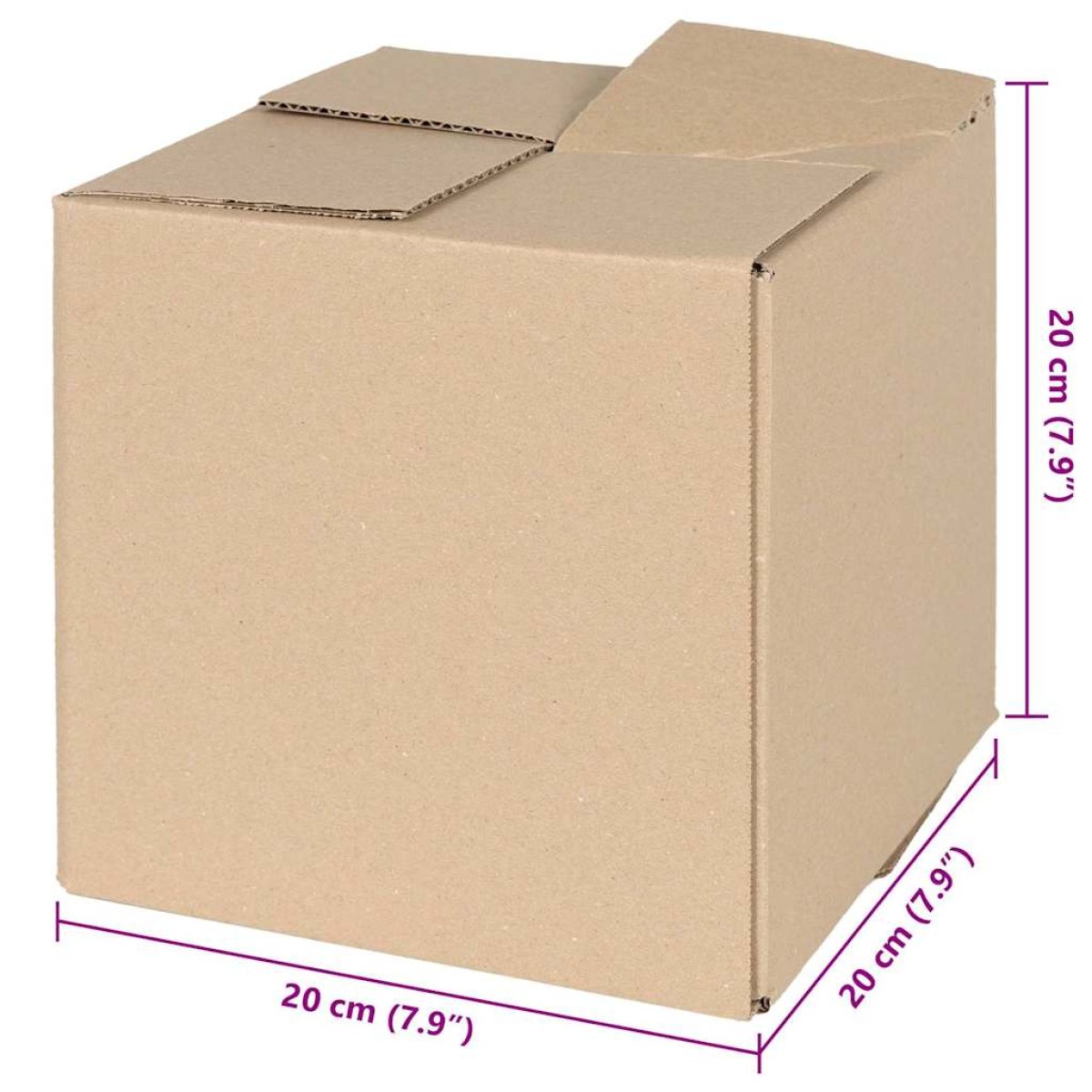 vidaXL Πτυσσόμενο Κουτί 50 τμχ. Φυσικό 20 x 20 x 20 εκ. Χαρτόνι