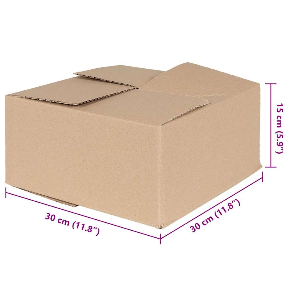 vidaXL Πτυσσόμενο Κουτί 50 τμχ. Φυσικό 30 x 30 x 15 cm Χαρτόνι