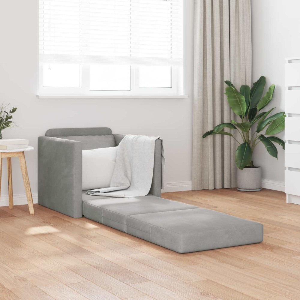 vidaXL Κρεβάτι καναπές Ανοιχτό γκρι 74 x 77 x 81 εκ. Βελούδο