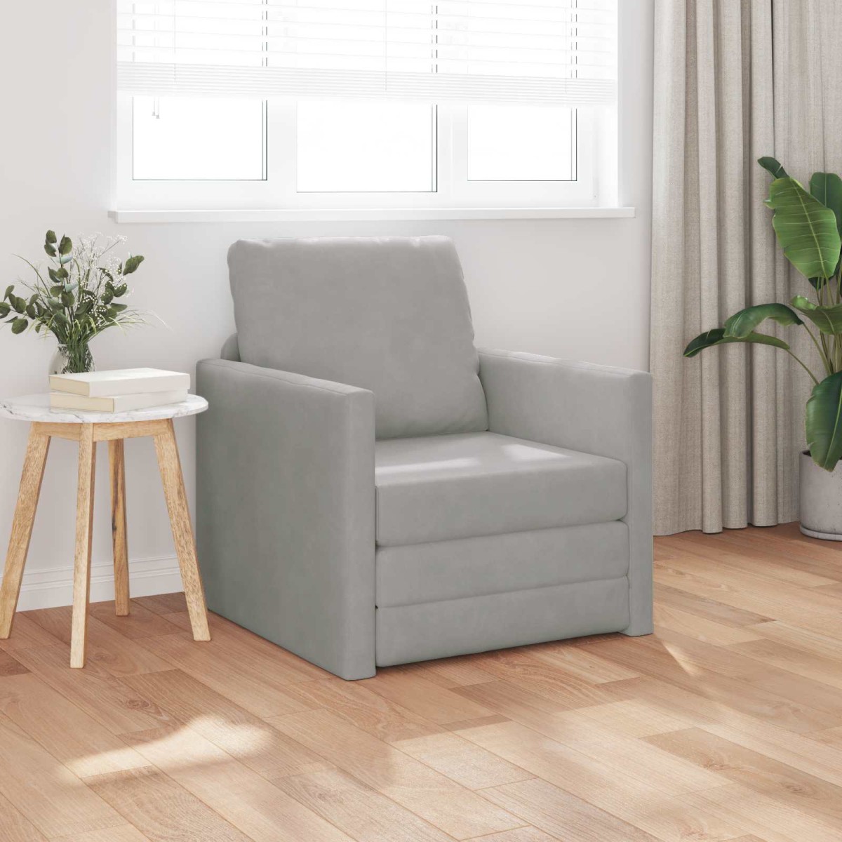 vidaXL Κρεβάτι καναπές Ανοιχτό γκρι 74 x 77 x 81 εκ. Βελούδο